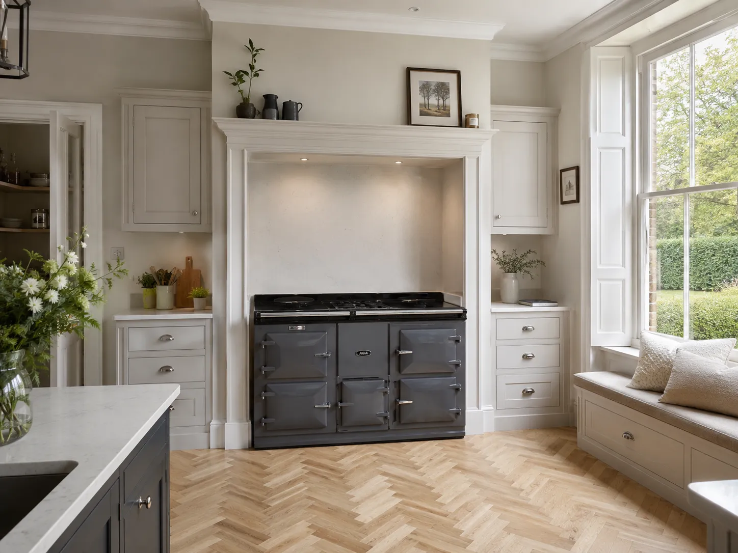 A luxurious modern British kitchen highlighting a sleek electric model to evaluate if are aga cookers worth it today.