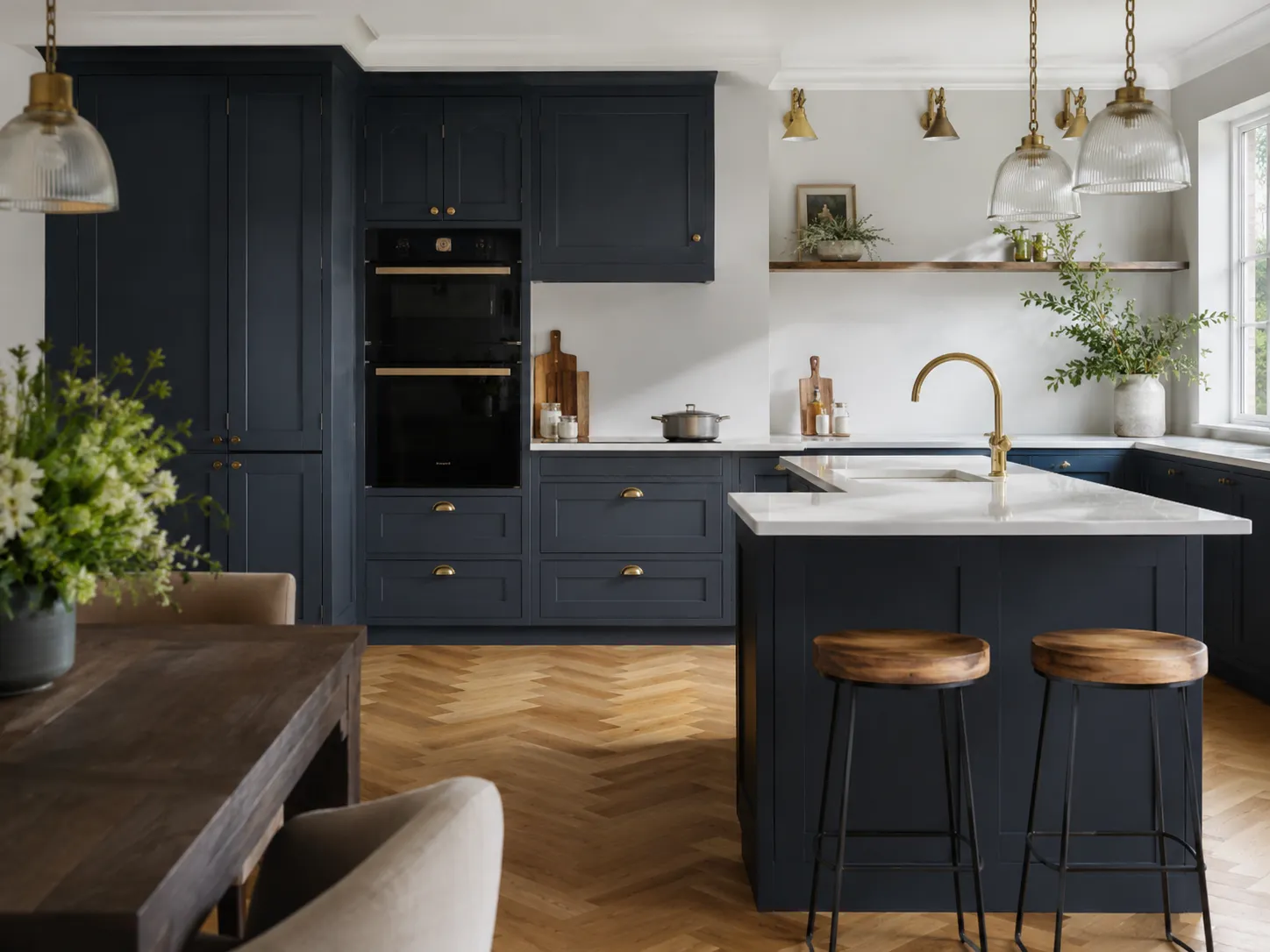 A beautiful modern British kitchen showcasing the stunning results of a premium new kitchen fitting cost investment.
