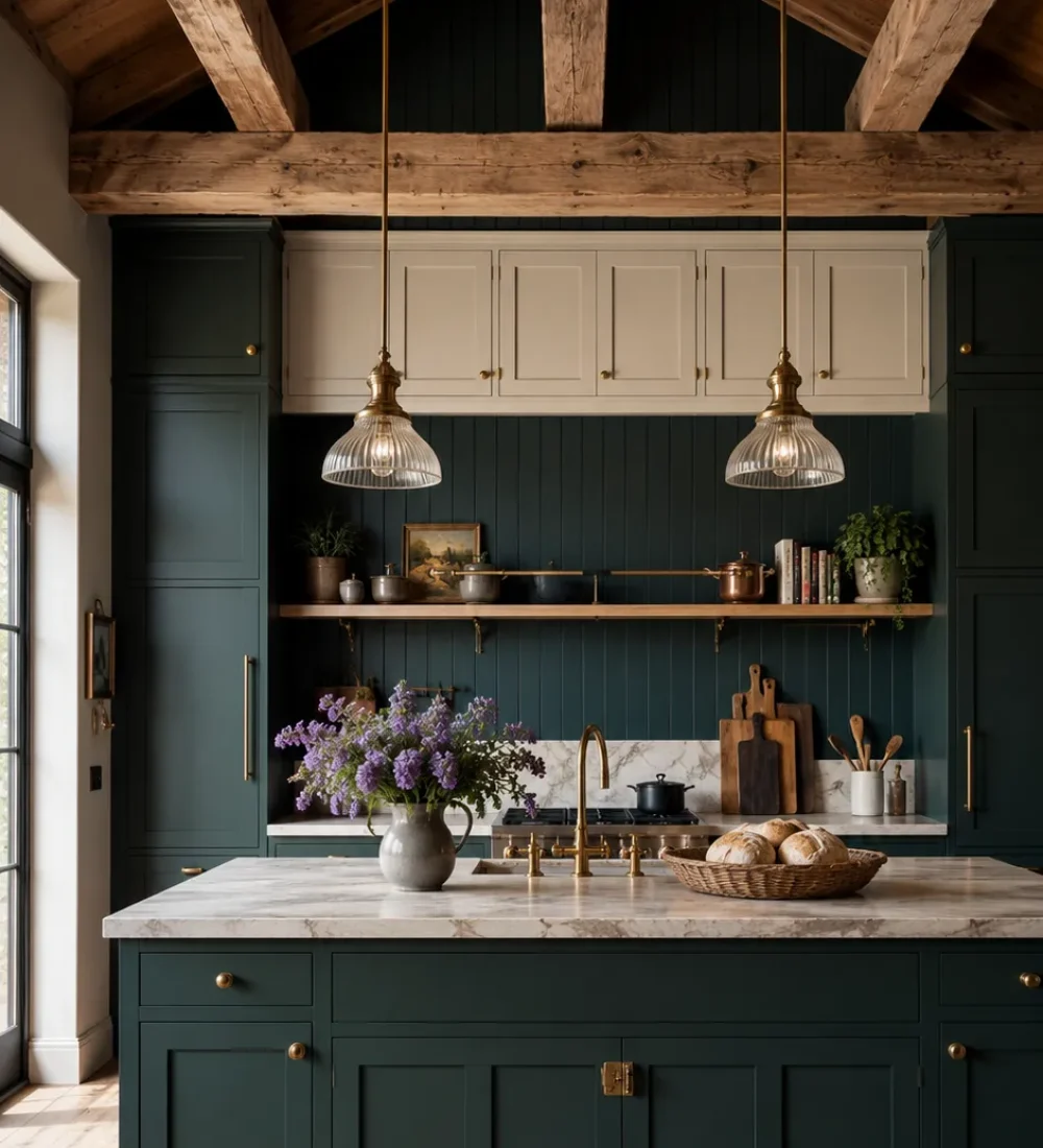 artisan-bespoke-kitchen-teal-cabinets-compact-space